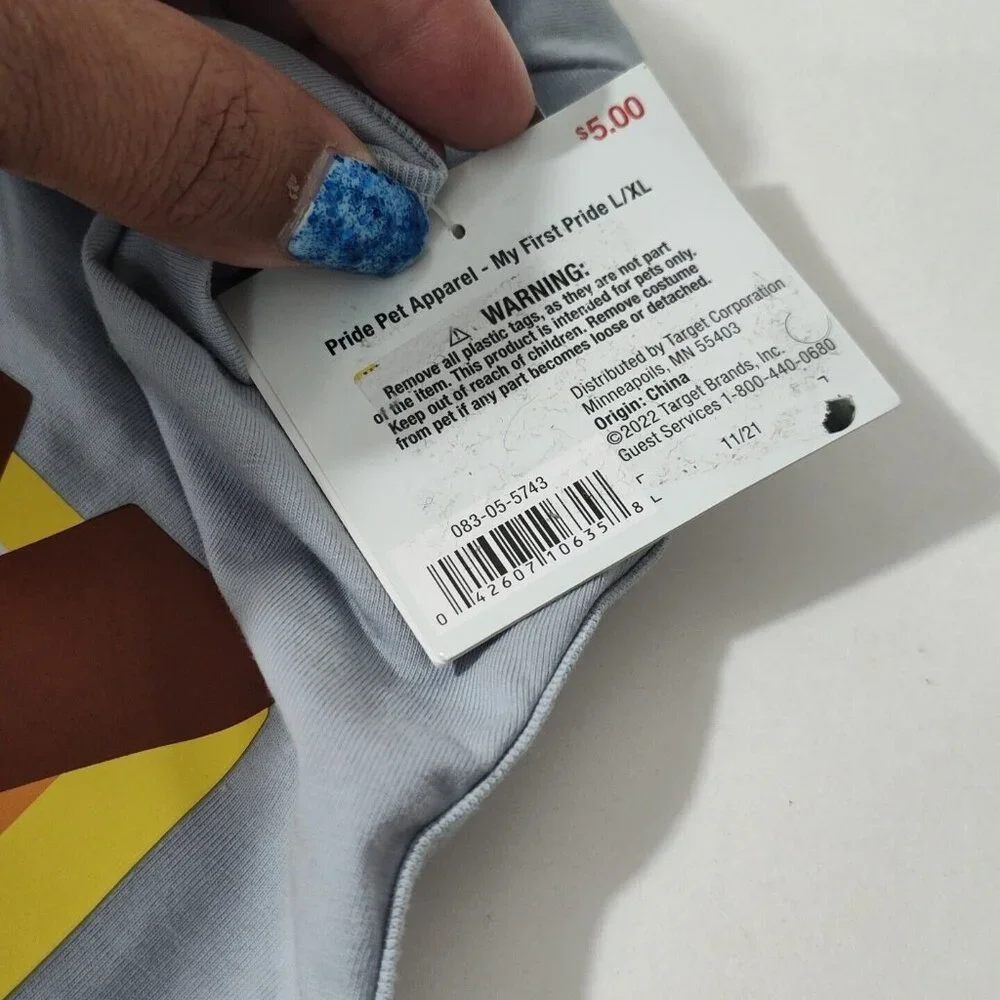 Target Pride Pet Apparel Dog Size L XL Gray Colorful NEW with FLAW